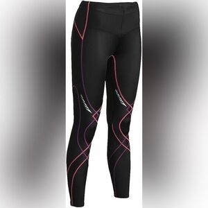 Pink & Purple CW-X Stabilyx Joint Support Compression Leggings M